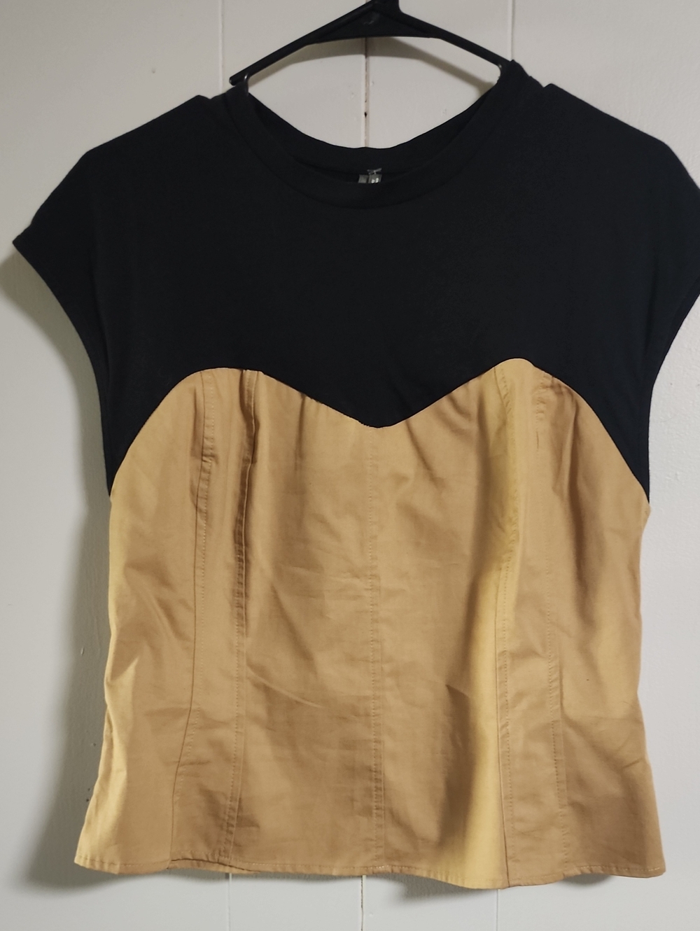 Anthropologie Corset Top Short Sleeve Shirt, Size M, EUC